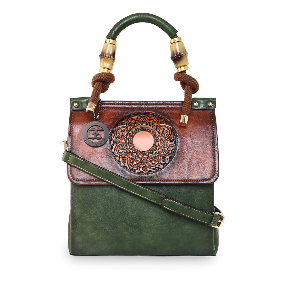 ESBEDA | ESBEDA Green Color Vintage Embossed Graphic Handbag For Women