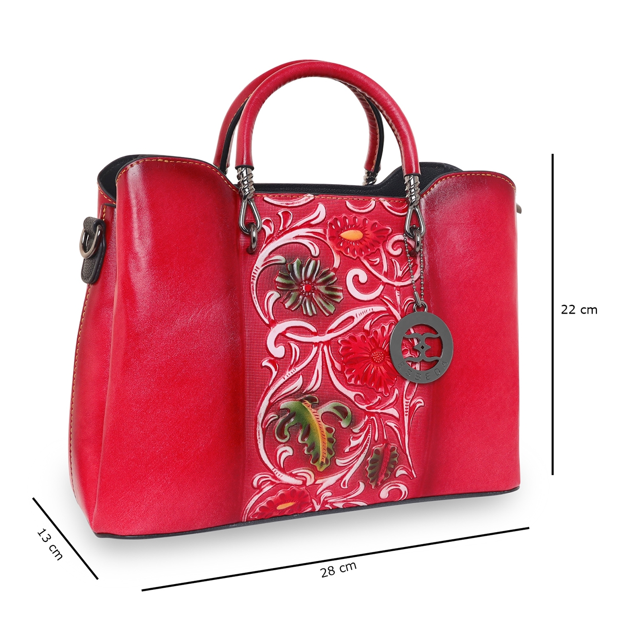 ESBEDA | ESBEDA Red Color Floral Embossed Handbag For Women 1