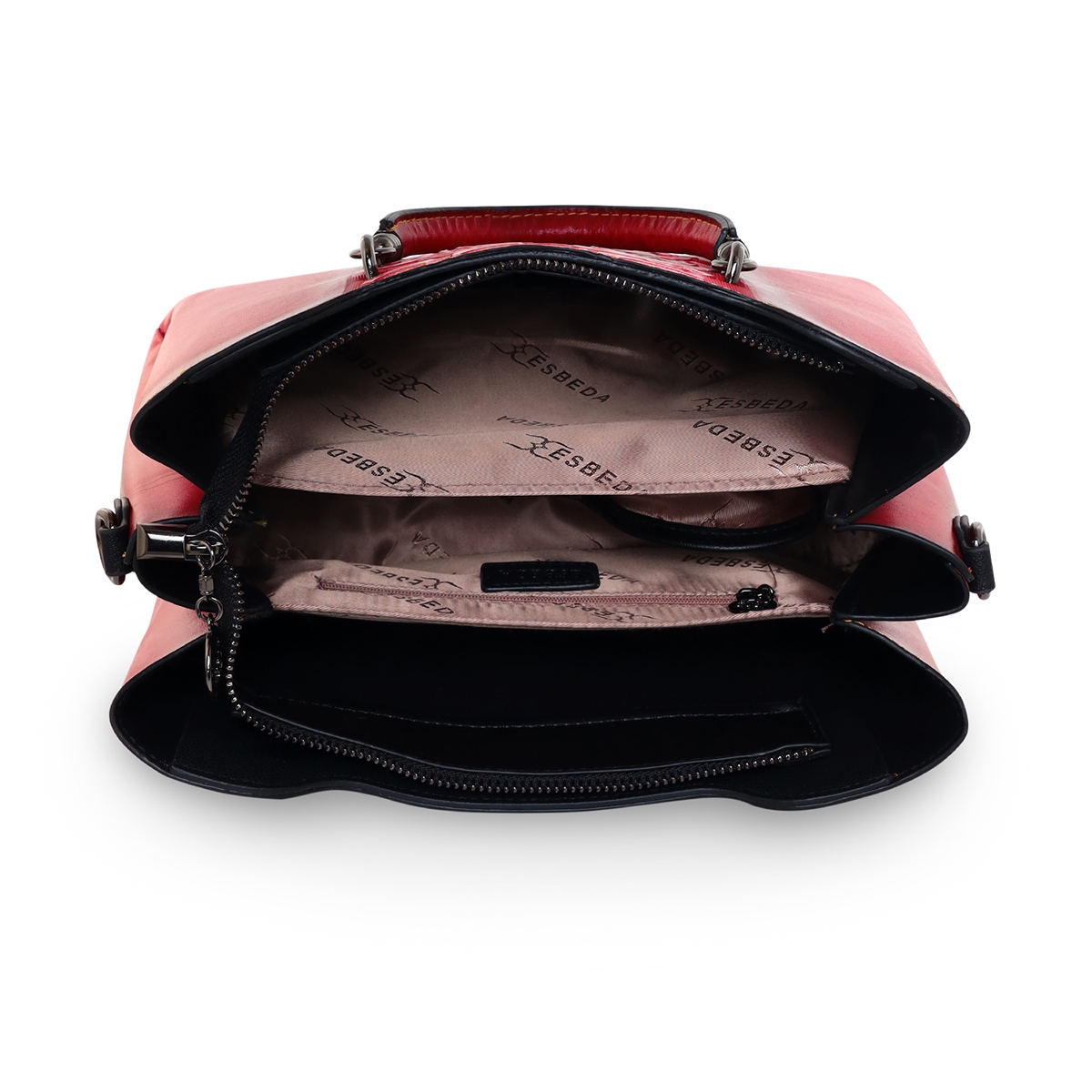 ESBEDA | ESBEDA Red Color Floral Embossed Handbag For Women 4