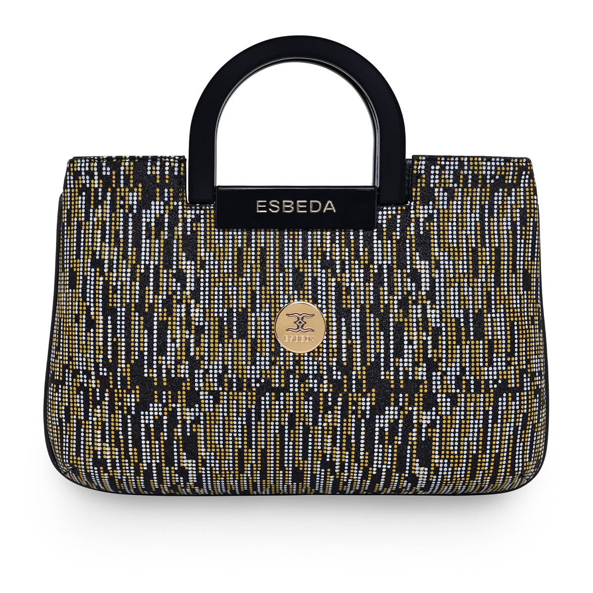 ESBEDA | ESBEDA Black Mustard Colour Mini Dot Printed Glitter Shine Handbag for Women