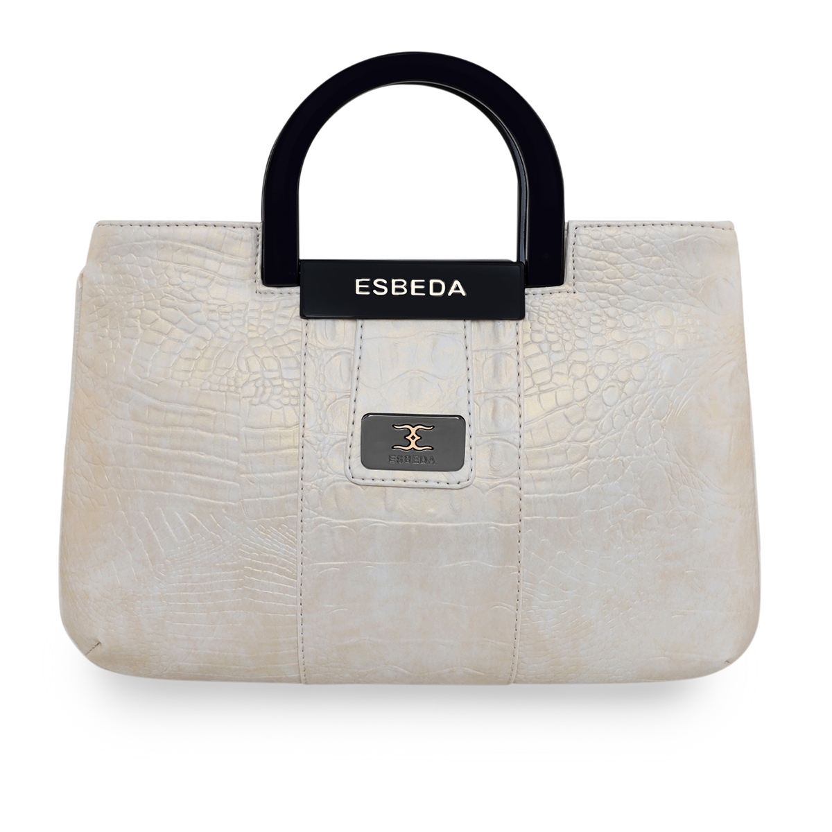 ESBEDA | ESBEDA Off white Colour Drymilk Croco Acrylic Handle Handbag for Women