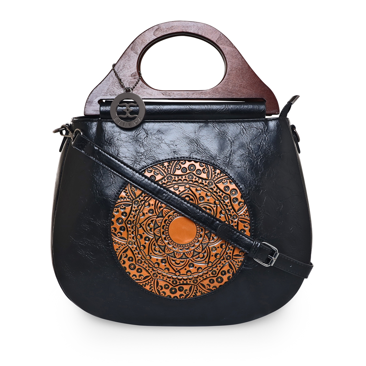 ESBEDA Black Color Floral Embroidery Pattern Handbag for Women 