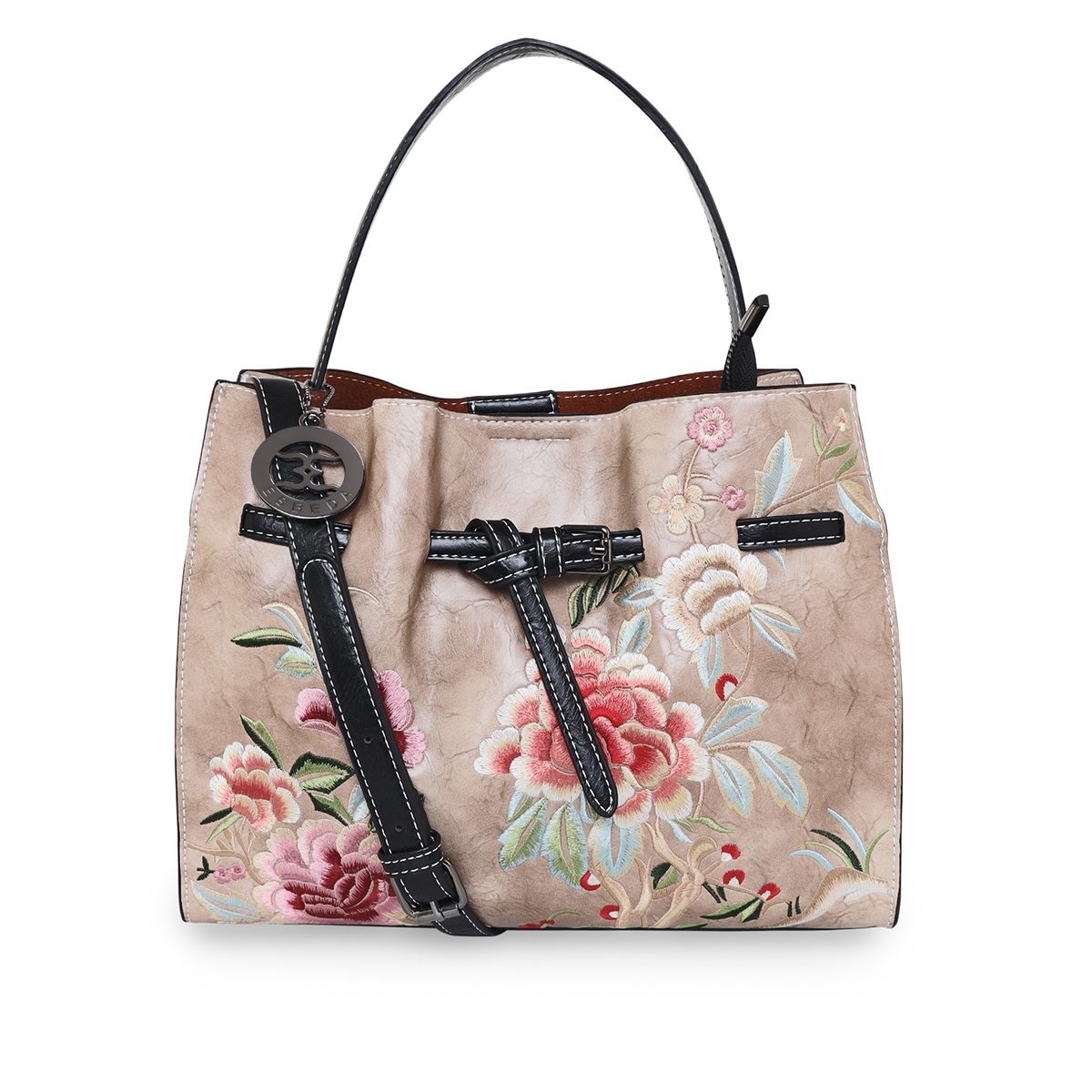 ESBEDA | ESBEDA Beige Color Solid Pattern Wooden Handle Handbag  for Women 