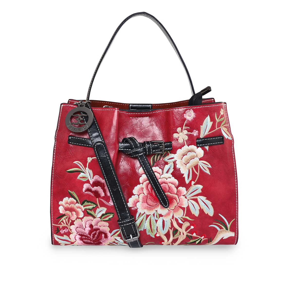 ESBEDA | ESBEDA Red Color Solid Pattern Wooden Handle Handbag  for Women 