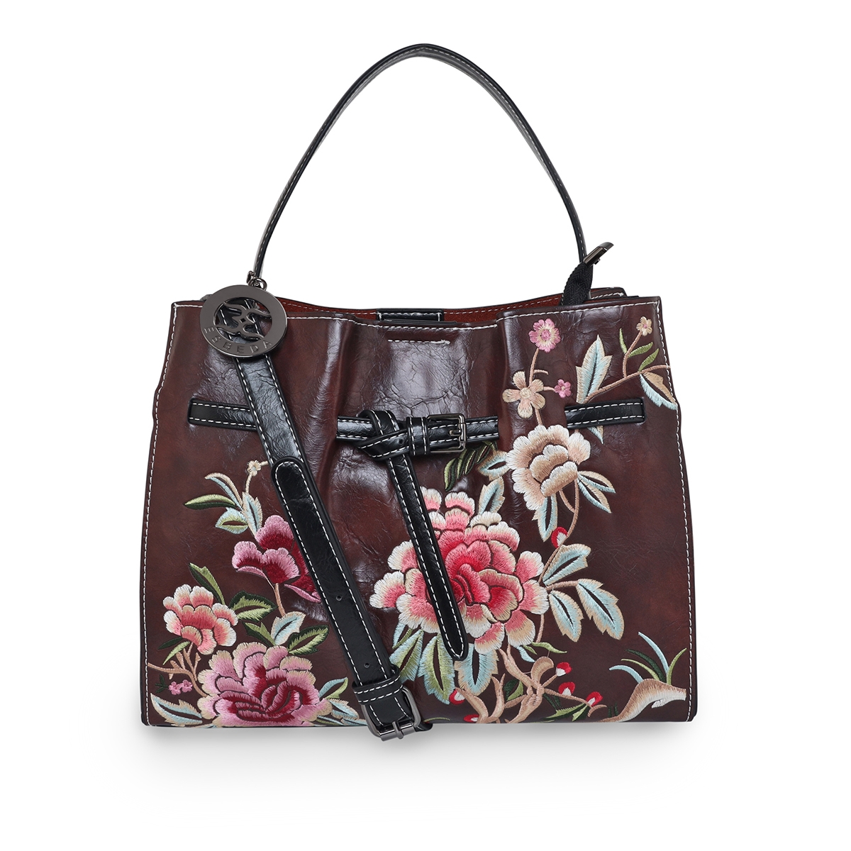 ESBEDA | ESBEDA Brown Color Pattern Wooden Handle Bag  for Women 