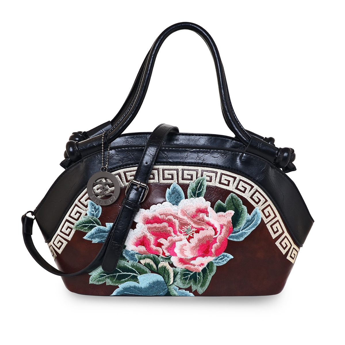 ESBEDA | ESBEDA Wine Color Embroidered Pattern Floral Embroidery Handbag for Women 