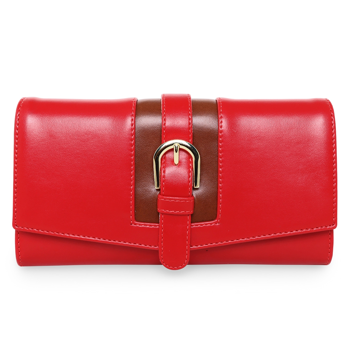 ESBEDA | ESBEDA Red Color Buckle Strap Bifold Wallet For Women