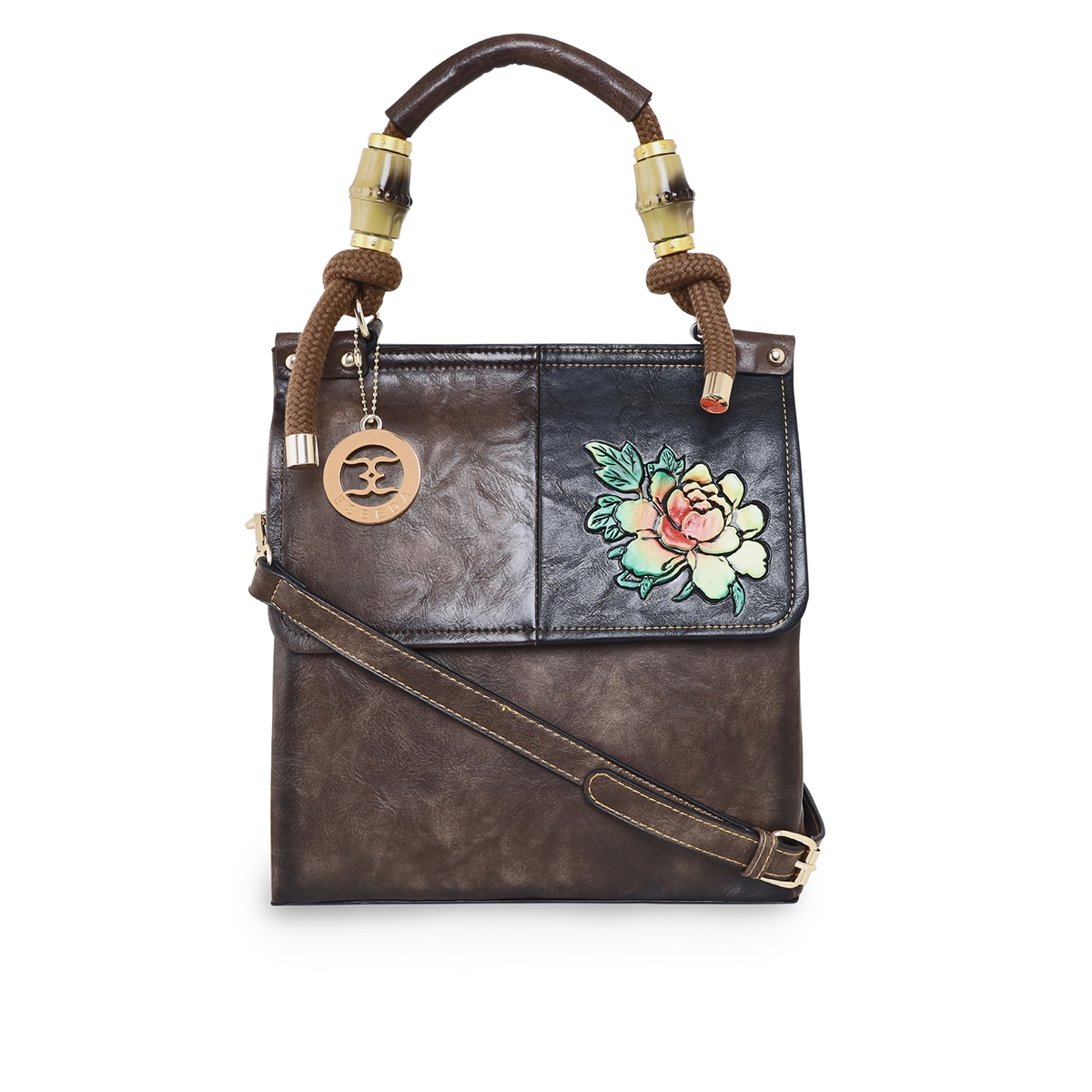 ESBEDA | ESBEDA Coffee Brown Color 3D Flower Print Handbag For Women
