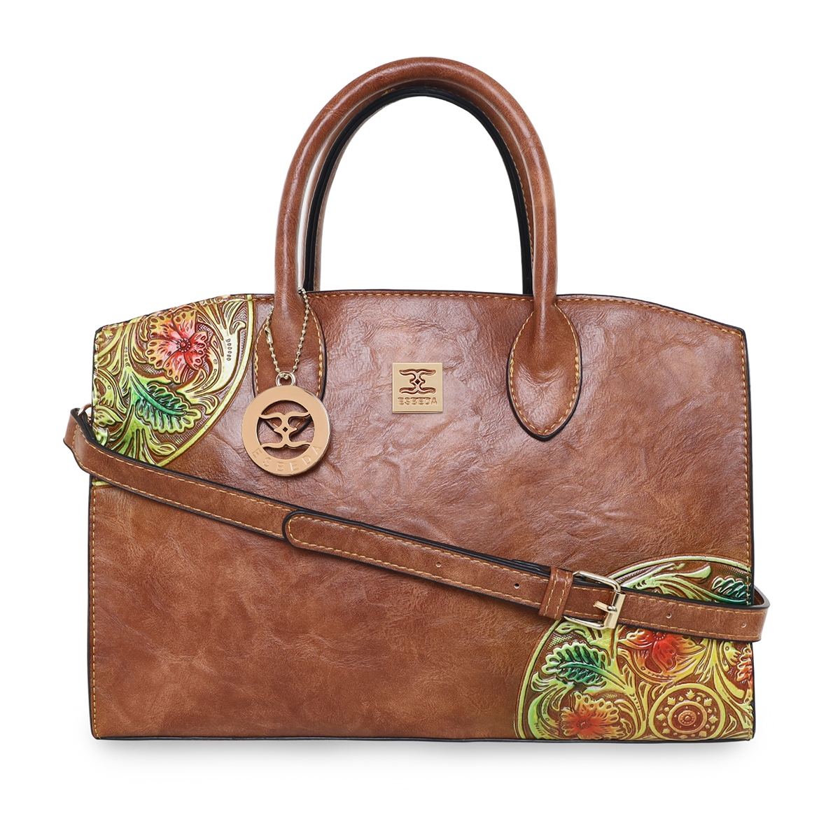 ESBEDA | ESBEDA Tan Color Vintage Emboss Printed Floral Handbag  For Women