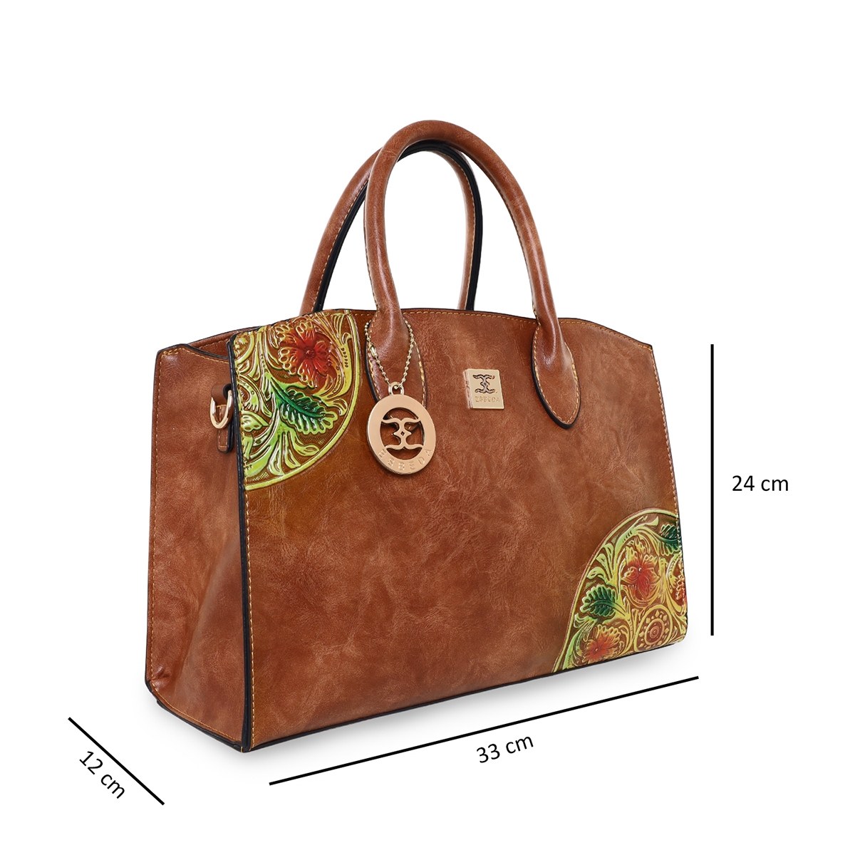Women's Brown PU Printed Handbags