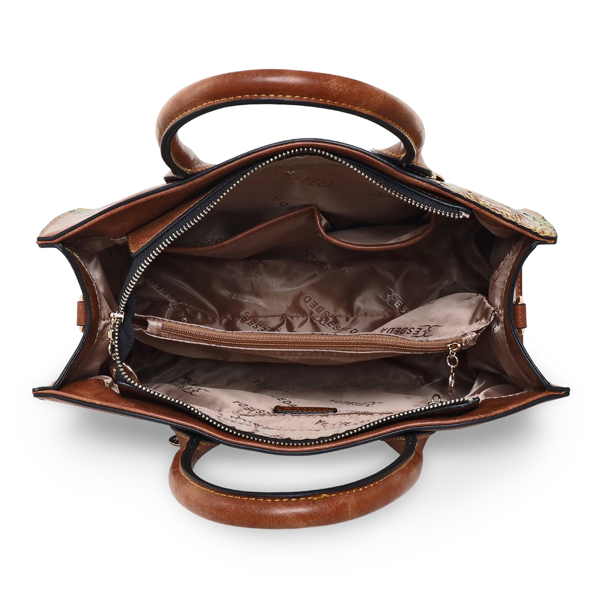 Women's Brown PU Printed Handbags
