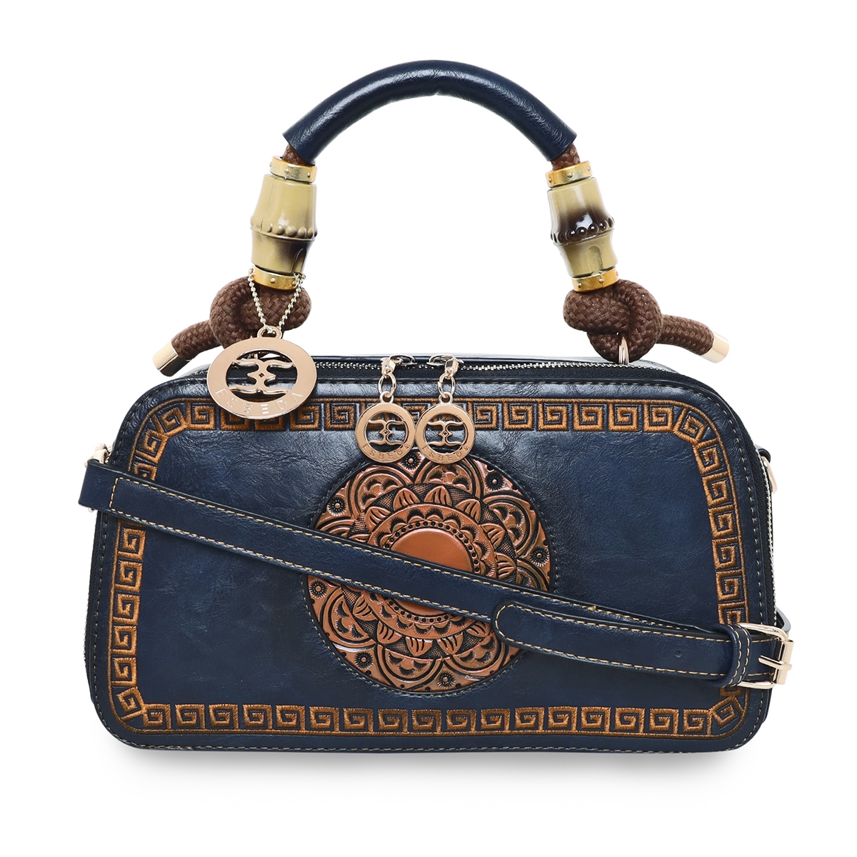 ESBEDA | ESBEDA Blue Color Rectangular Embroidery Graphic Handbag For Women