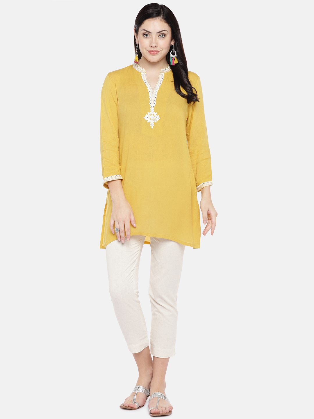 Ethnicity | Ethnicity Yellow Rayon Women Tunic