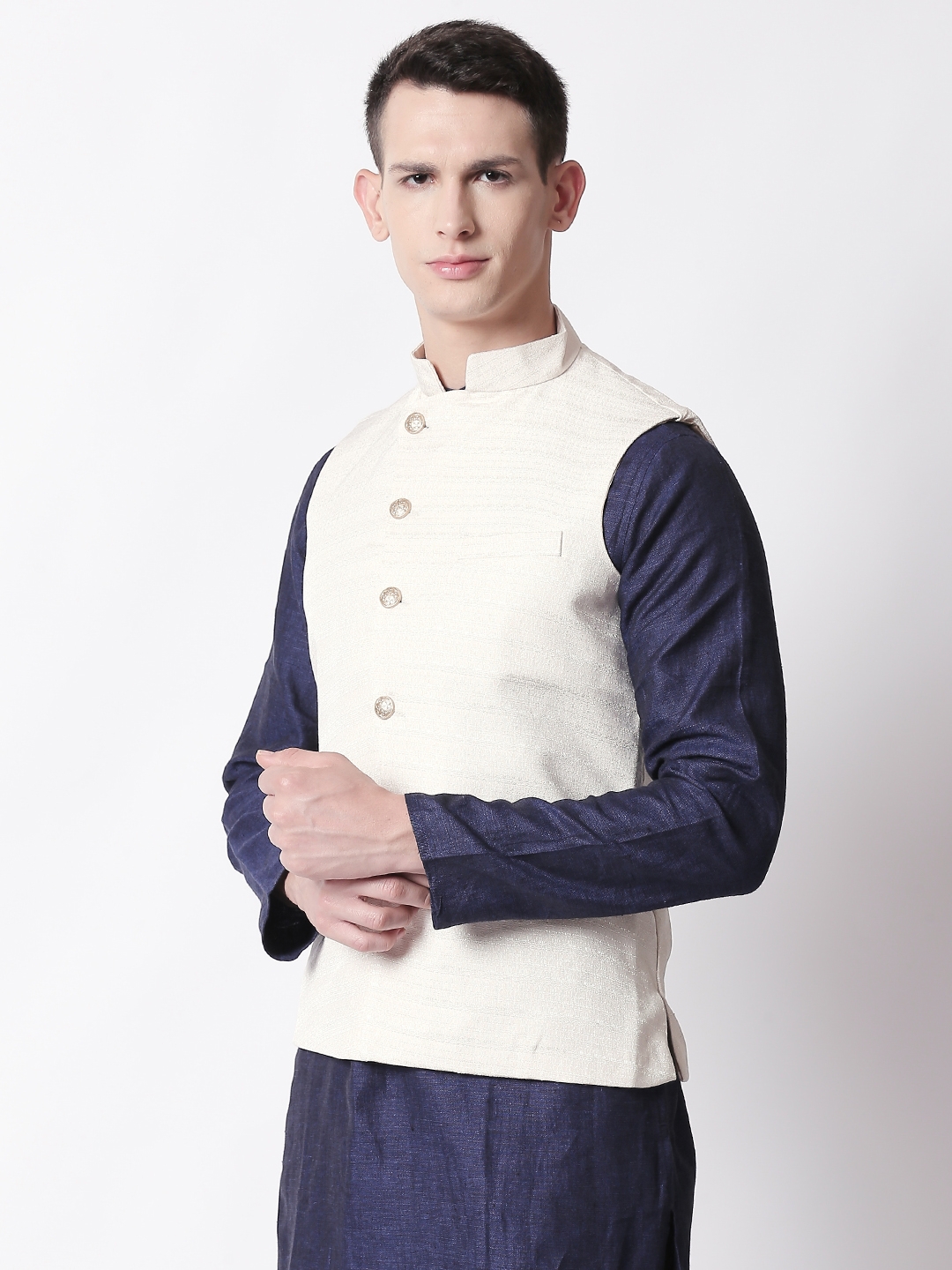 Ethnicity | Ethnicity Ivory Polyester Blend Men Jackets
