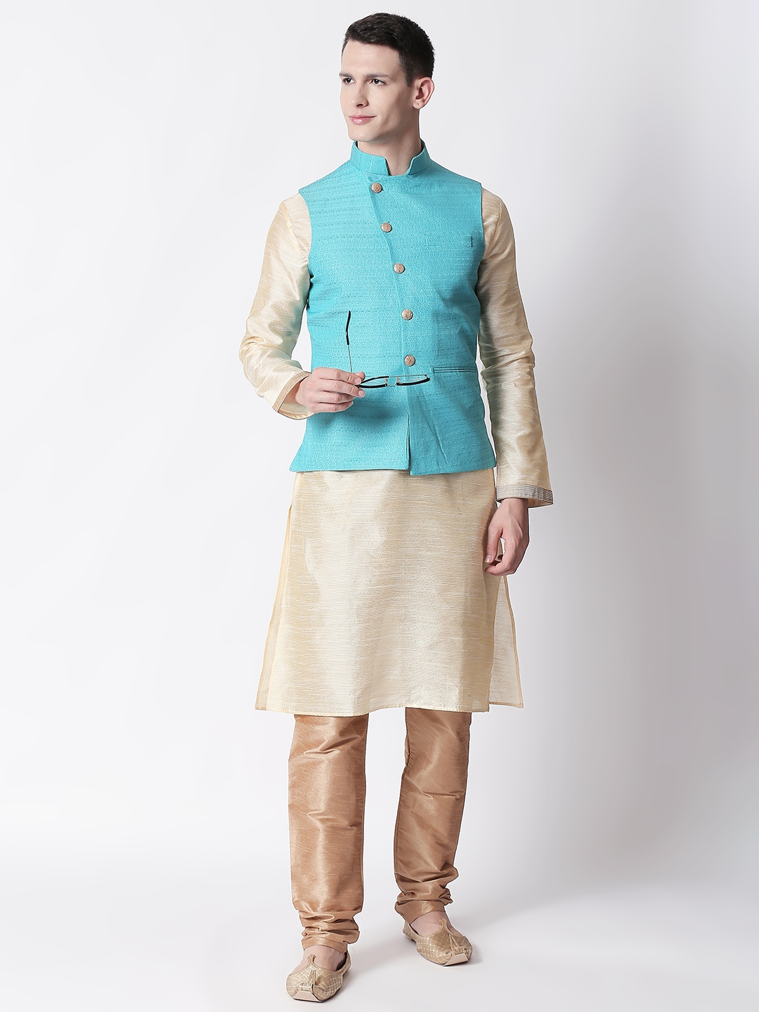 Ethnicity | Ethnicity Turq Polyester Blend Men Jackets