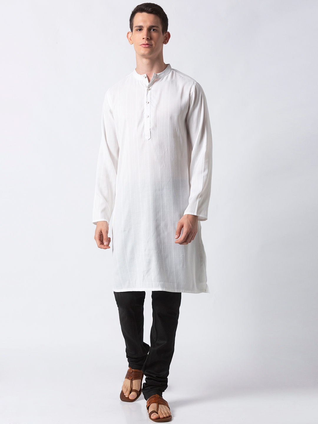 Ethnicity | Ethnicity White Polyester Blend Men Kurta
