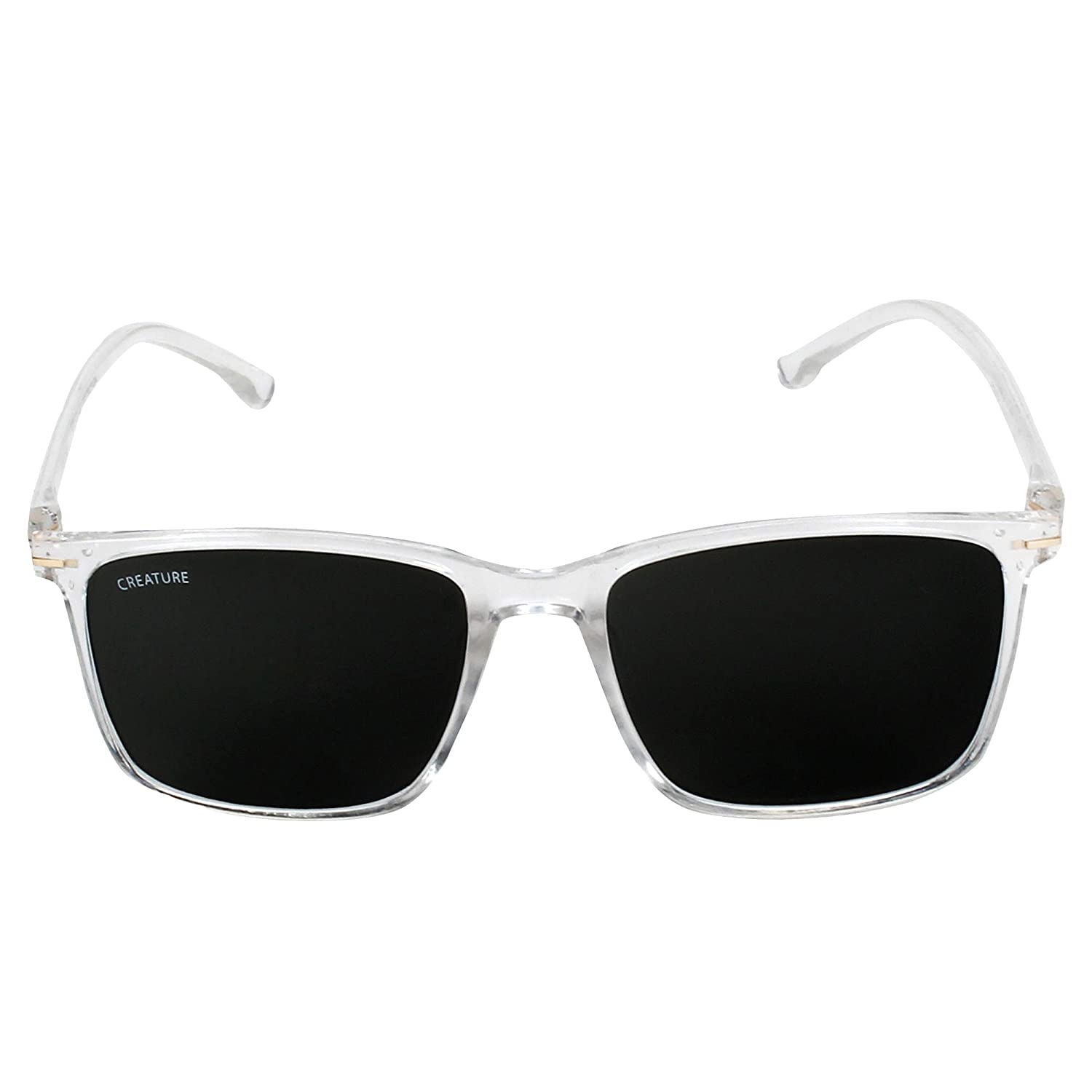 CREATURE | CREATURE Matt Finish Club Master UV Protected Unisex Sunglasses (Lens-Black|Frame-Transparent)