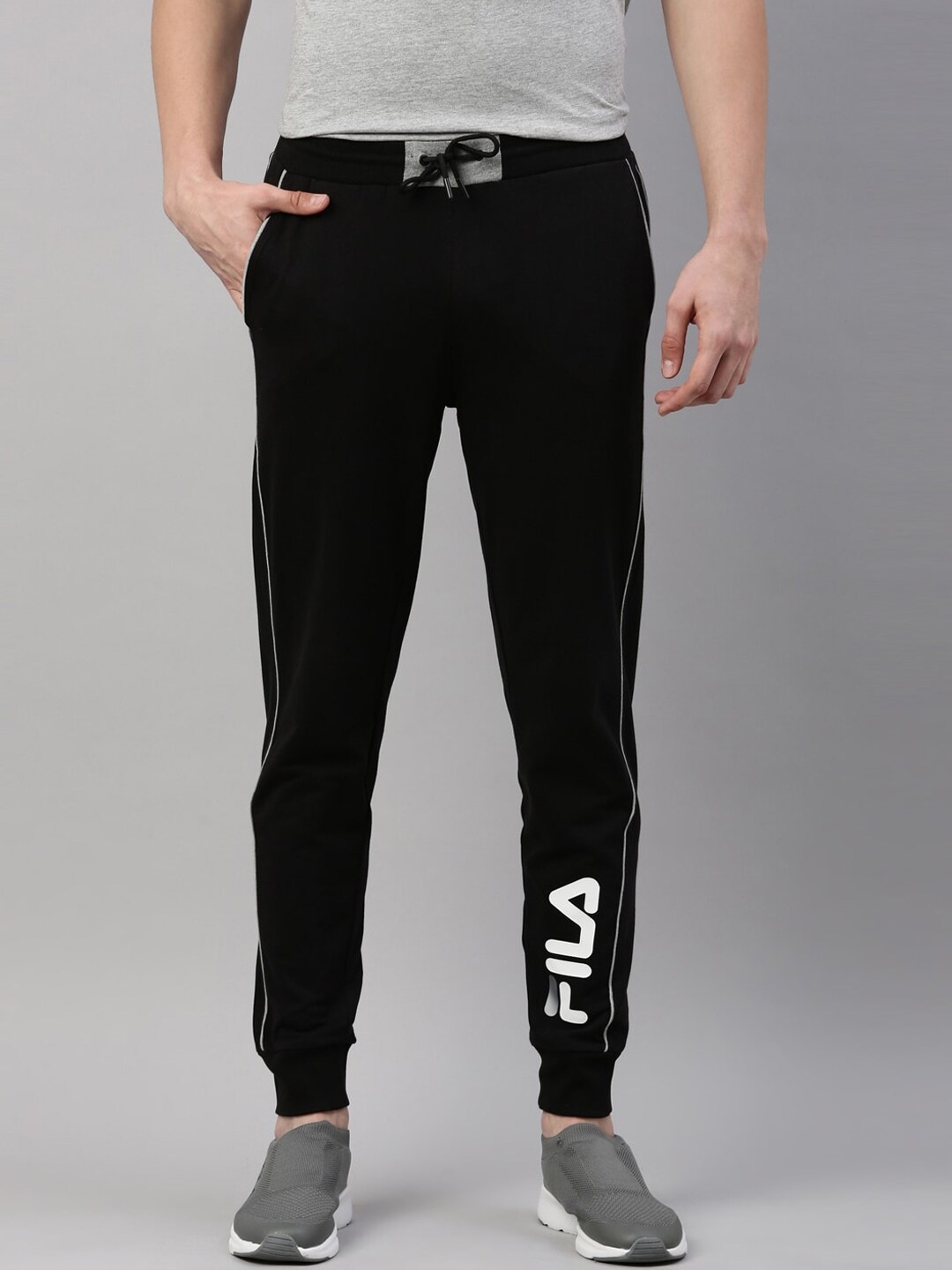 FILA | Men's Black Cotton  Activewear Joggers