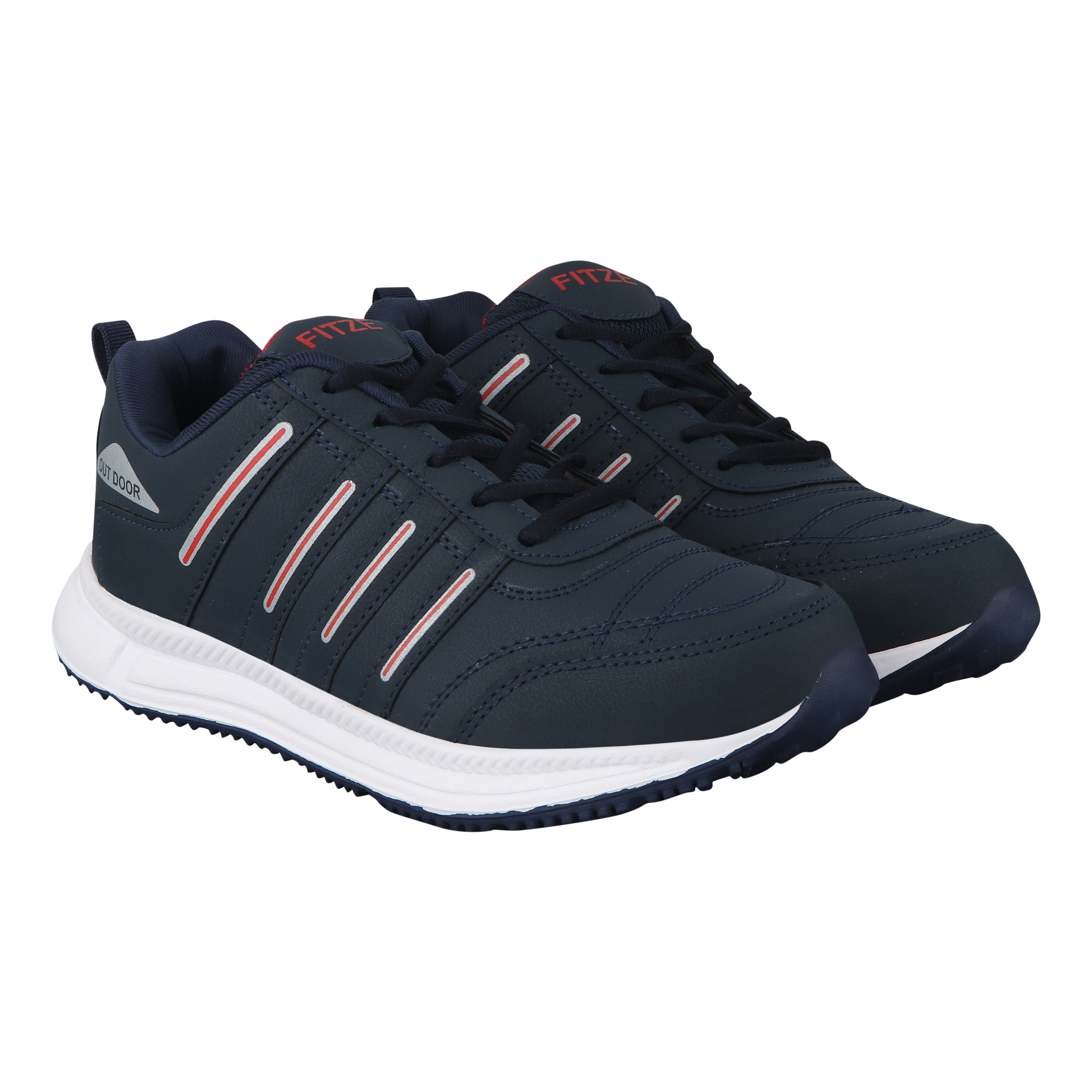 Fitze | Navy Red Running Shoes (Booster_52_NAVY_RED)