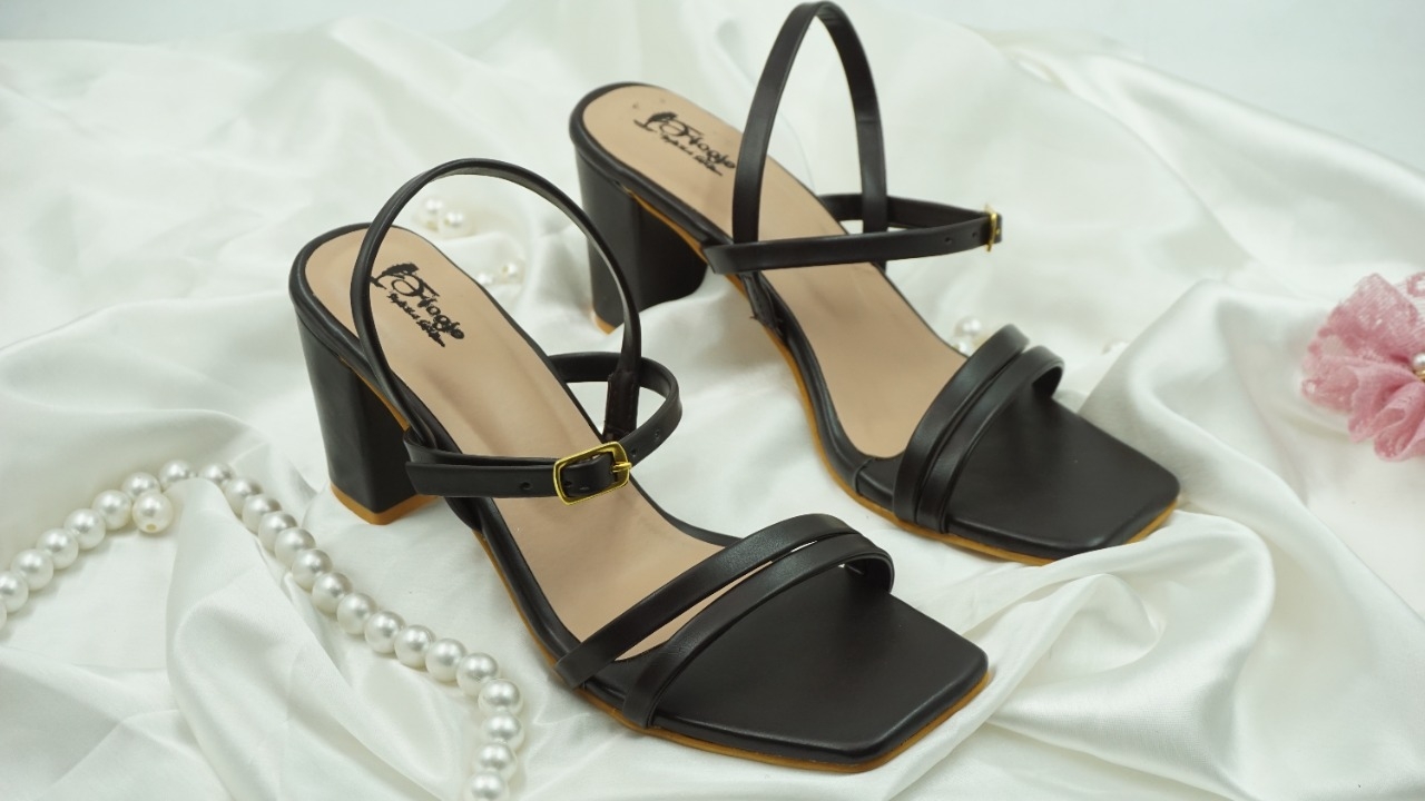 Black Double strap open heel