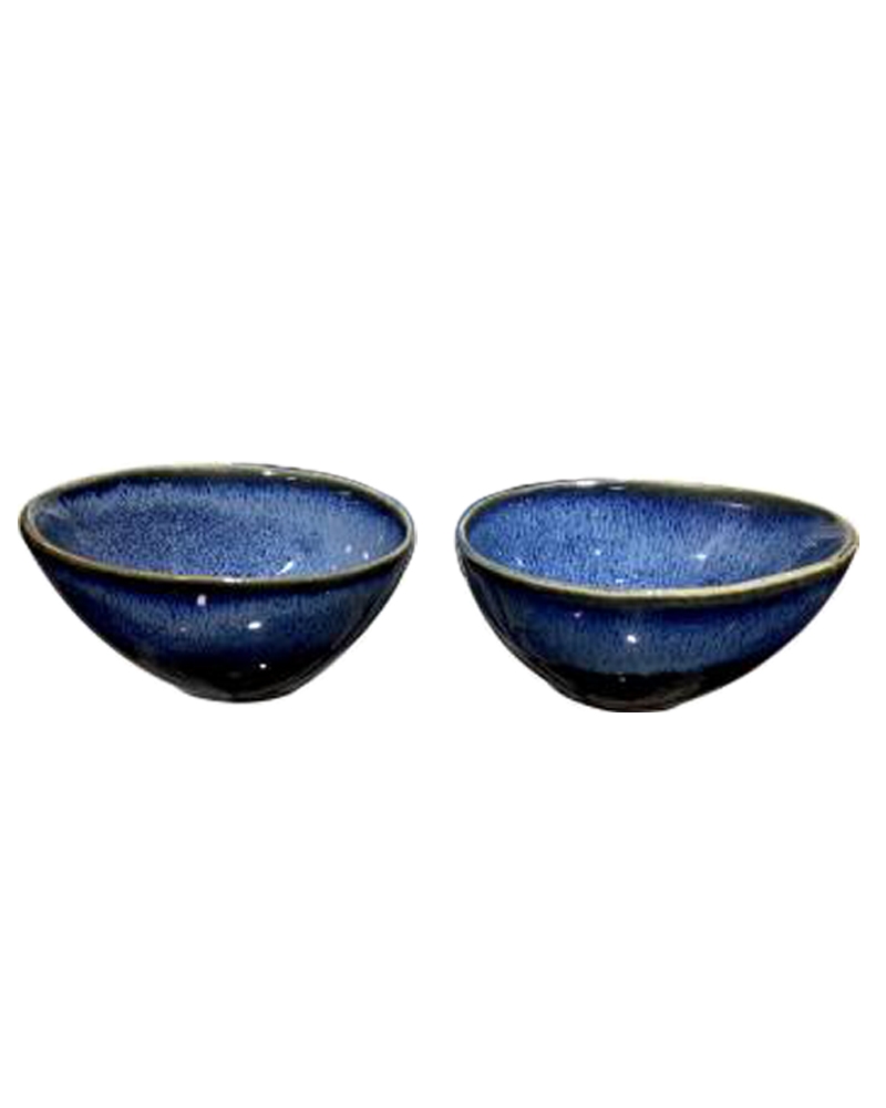 Order Happiness | Order Happiness Ceramic Stoneware, Ceramic Vegetable Bowl-Small (Blue, Pack of 2)