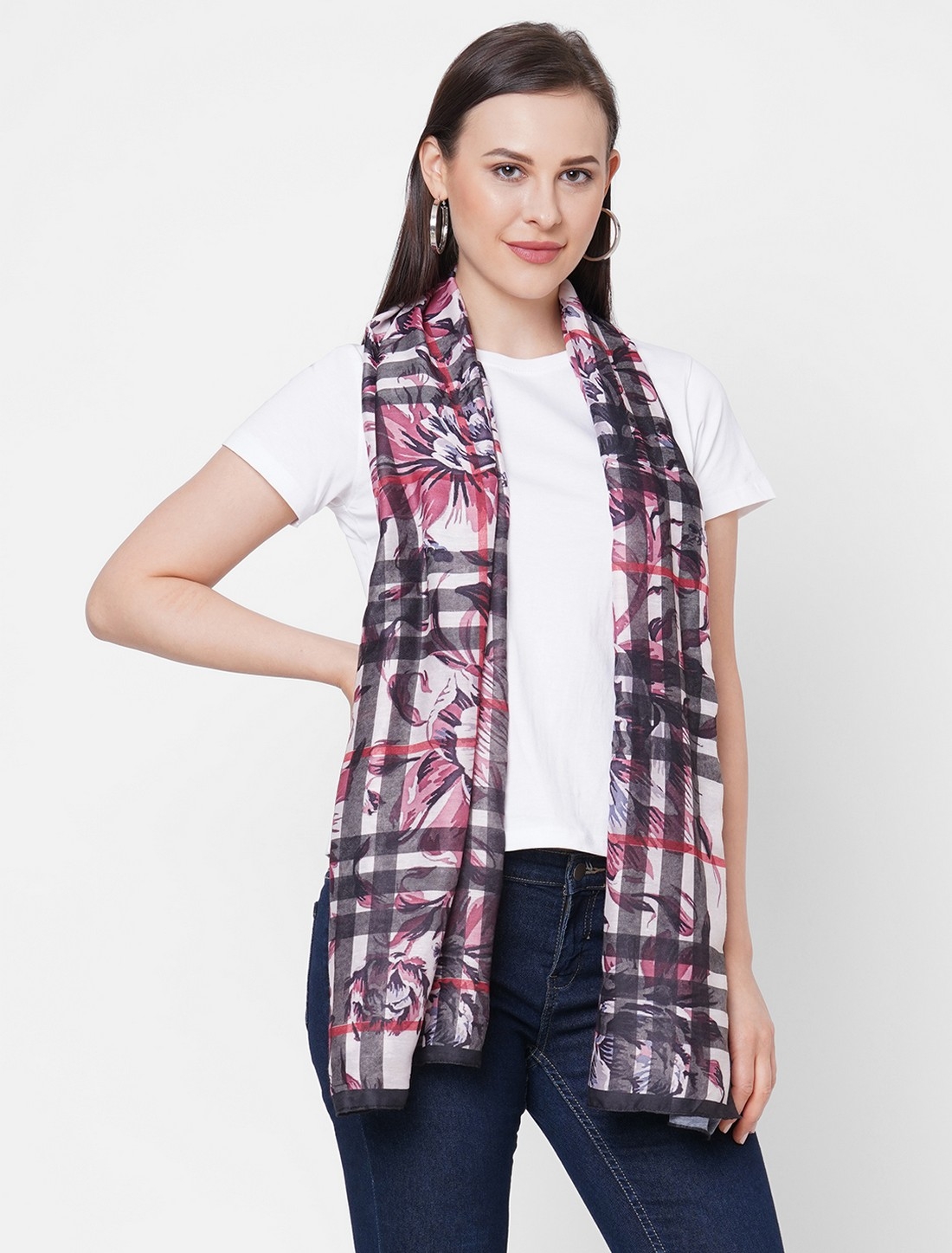 Get Wrapped | Get Wrapped Multi-Coloured Digital Printed Scarf in Soft Wool Feel Fabric for Women