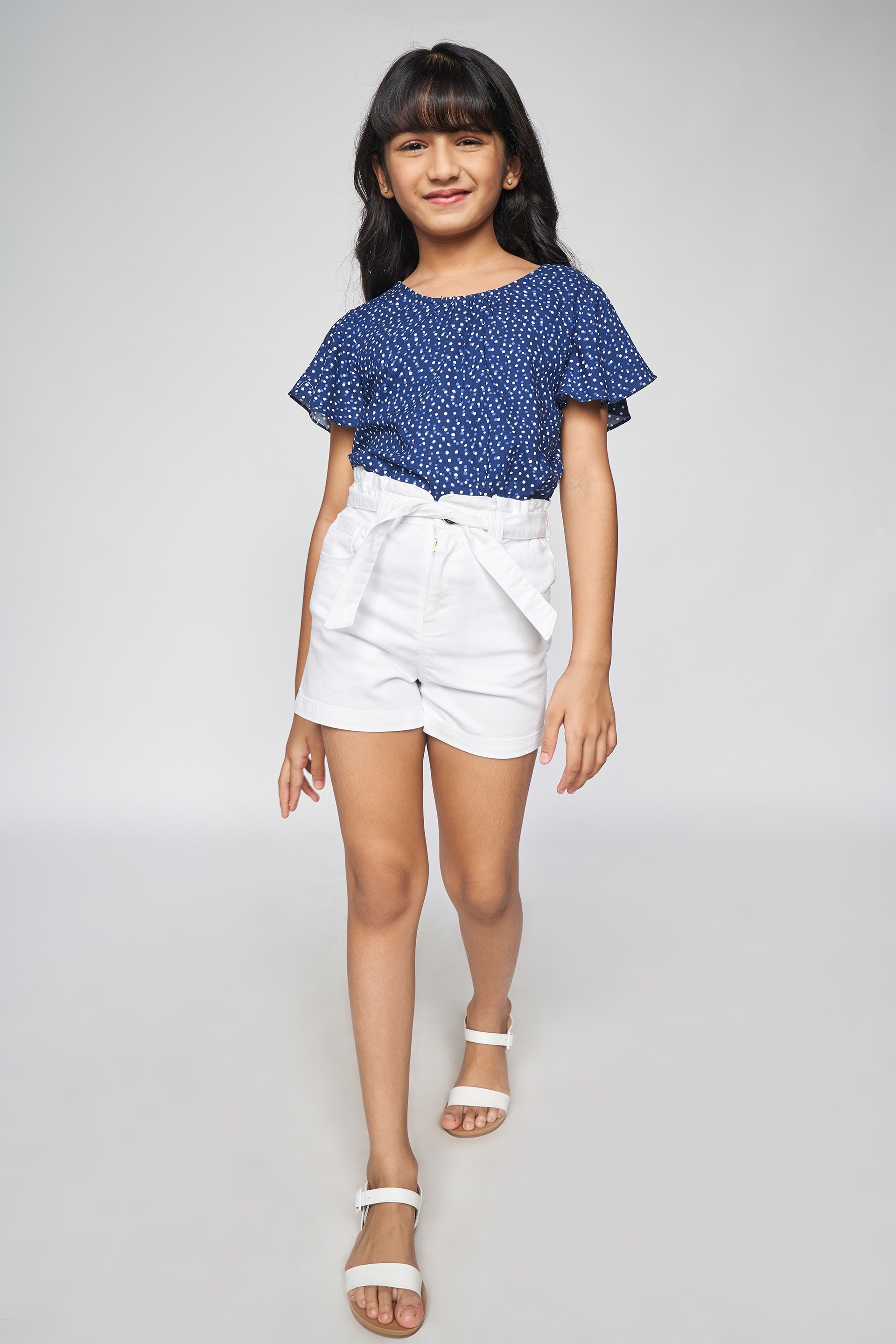 Global Desi | White Solid Straight Shorts