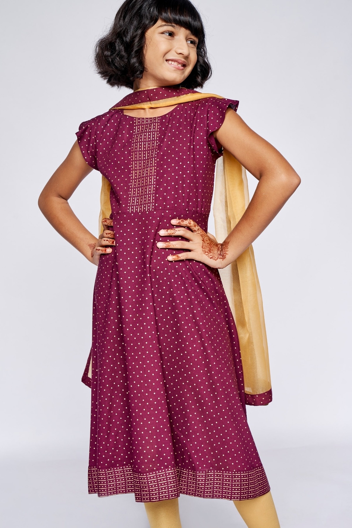 Global Desi | Maroon Embellished Fit and Flare Suit