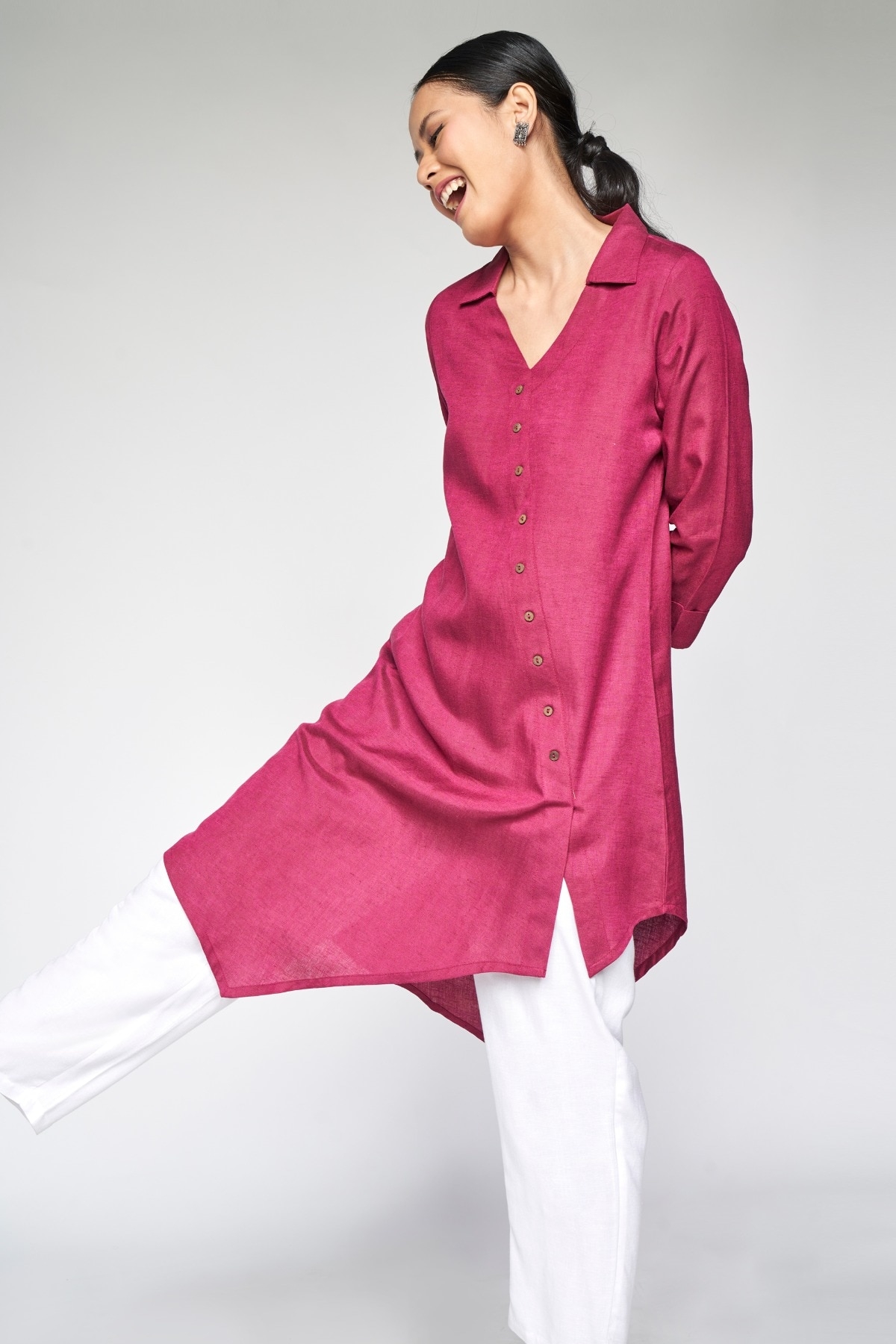 Global Desi | Purple Solid Asymmetric Tunic