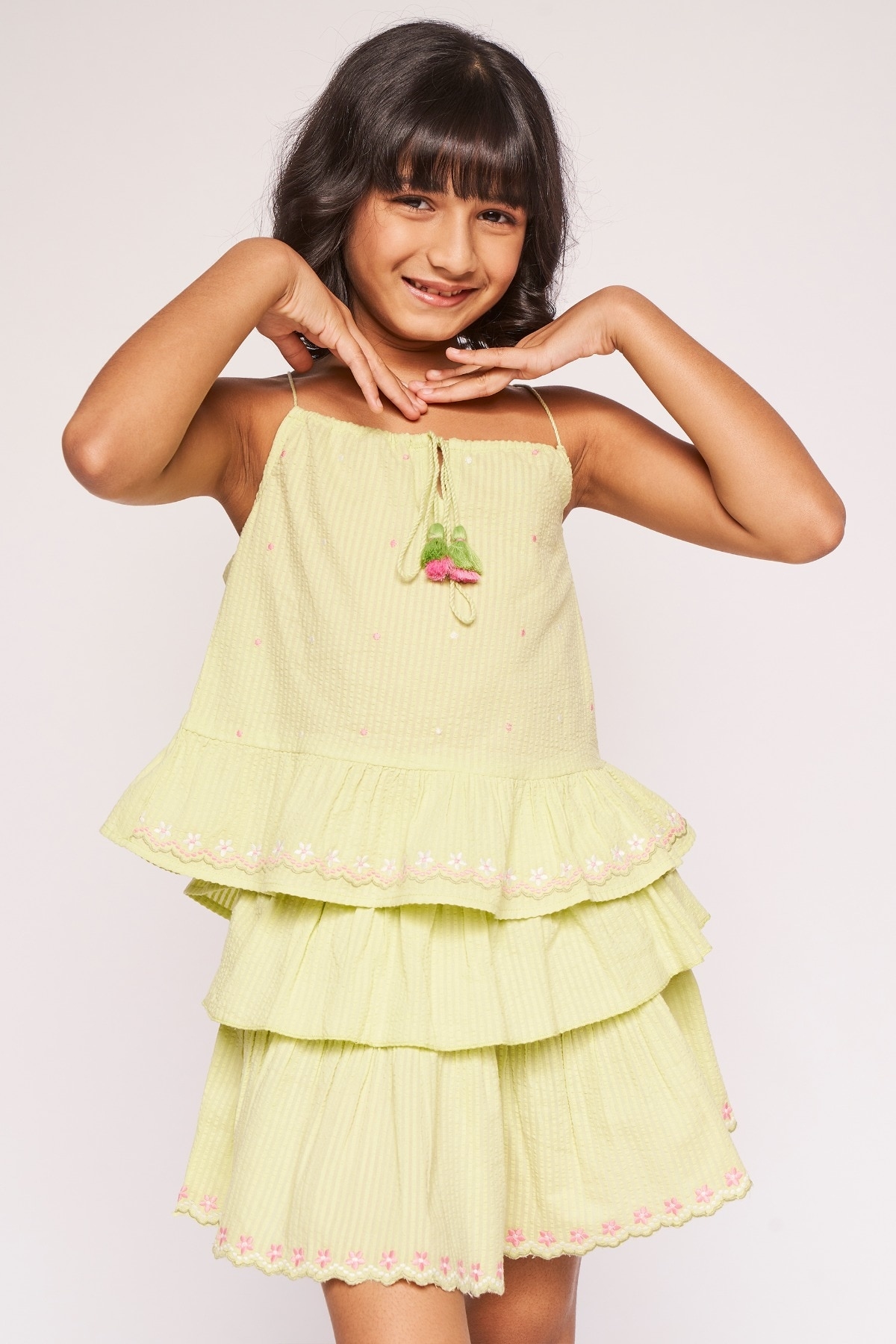 Global Desi | Green Dress For Girls