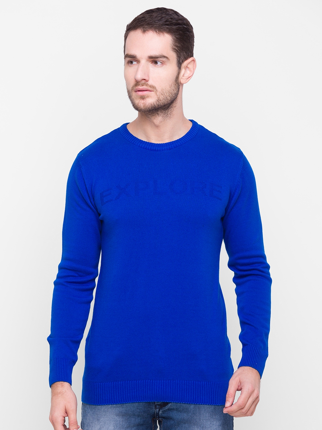 globus | Blue Textured T-Shirt