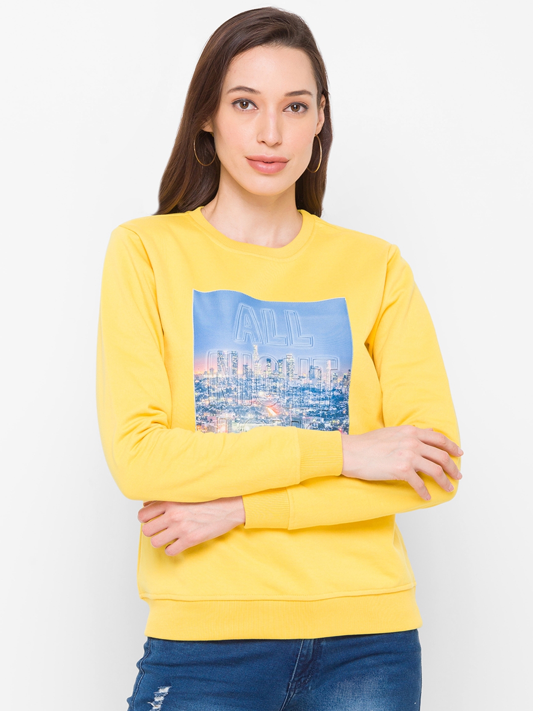 Yellow Printed Sweatshirt