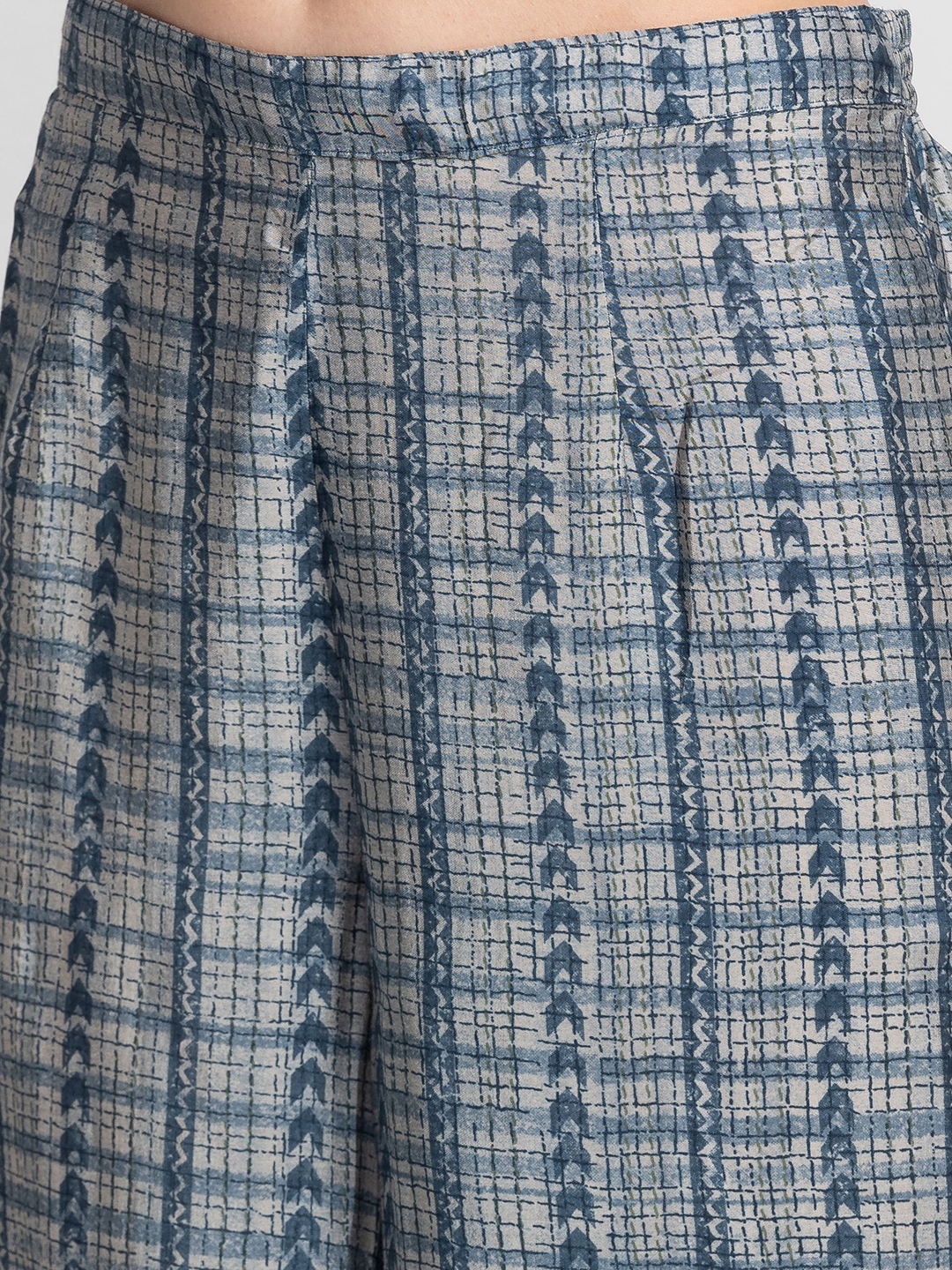 Women's Blue Viscose Rayon Printed Kurta & Pants