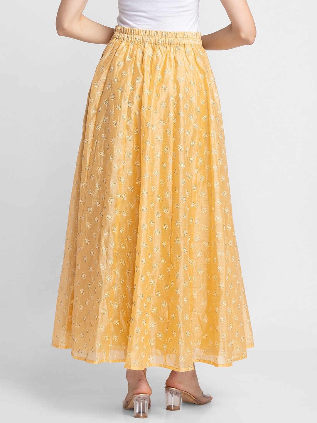 Women's Yellow Polyester Printed Skirts