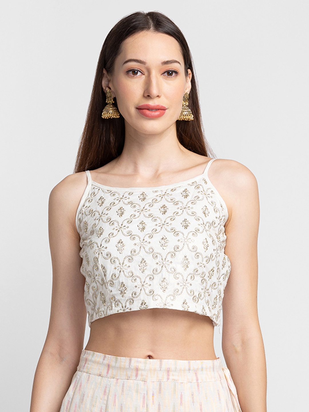 globus | Globus Off White Embroidered Crop Top