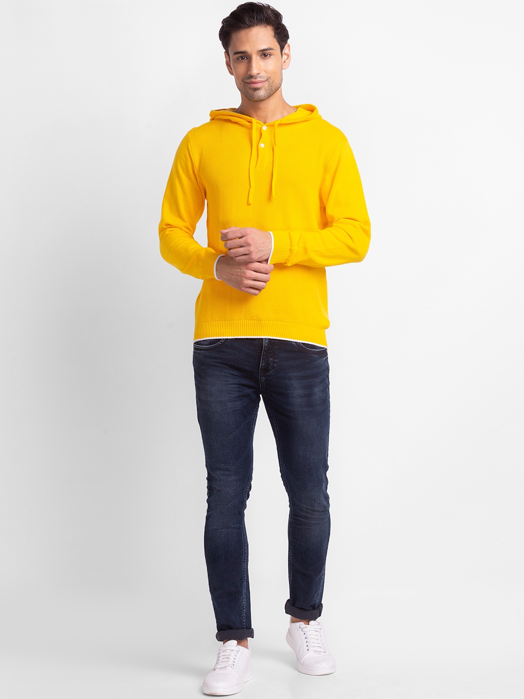 globus | Globus Yellow Self Design Tshirt