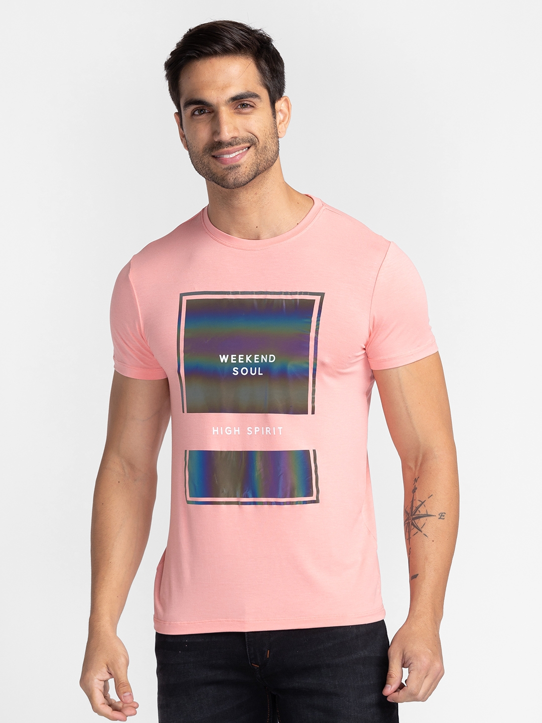 globus | Globus Salmon Printed Regular Fit Party Tshirt