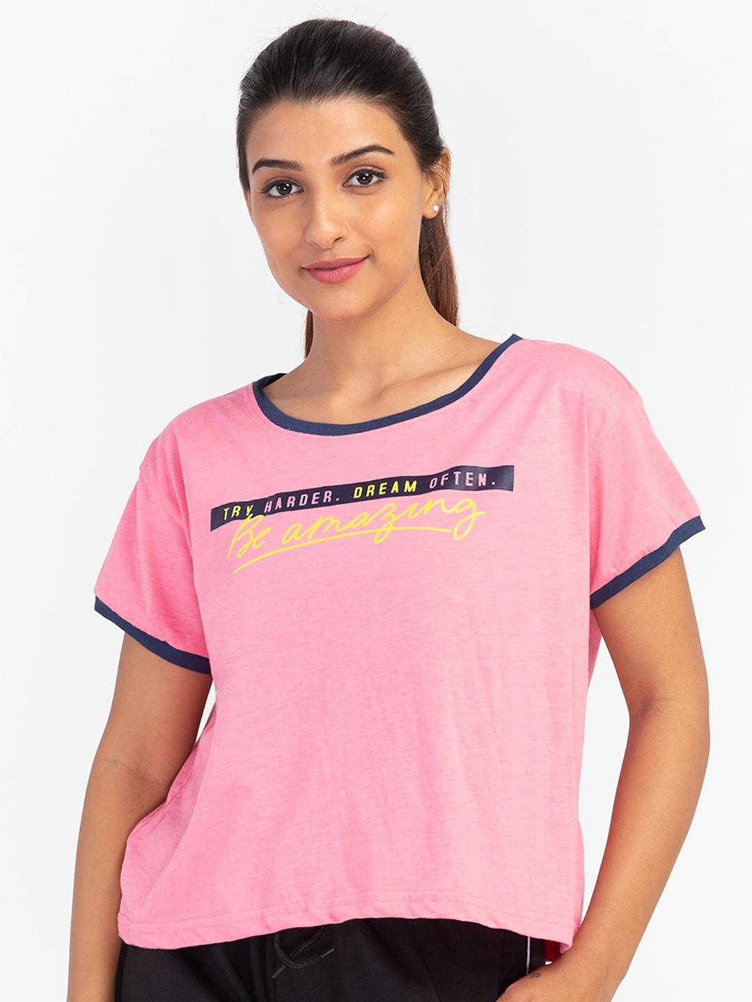 globus | Globus Pink Printed Regular Fit Sports Tshirt