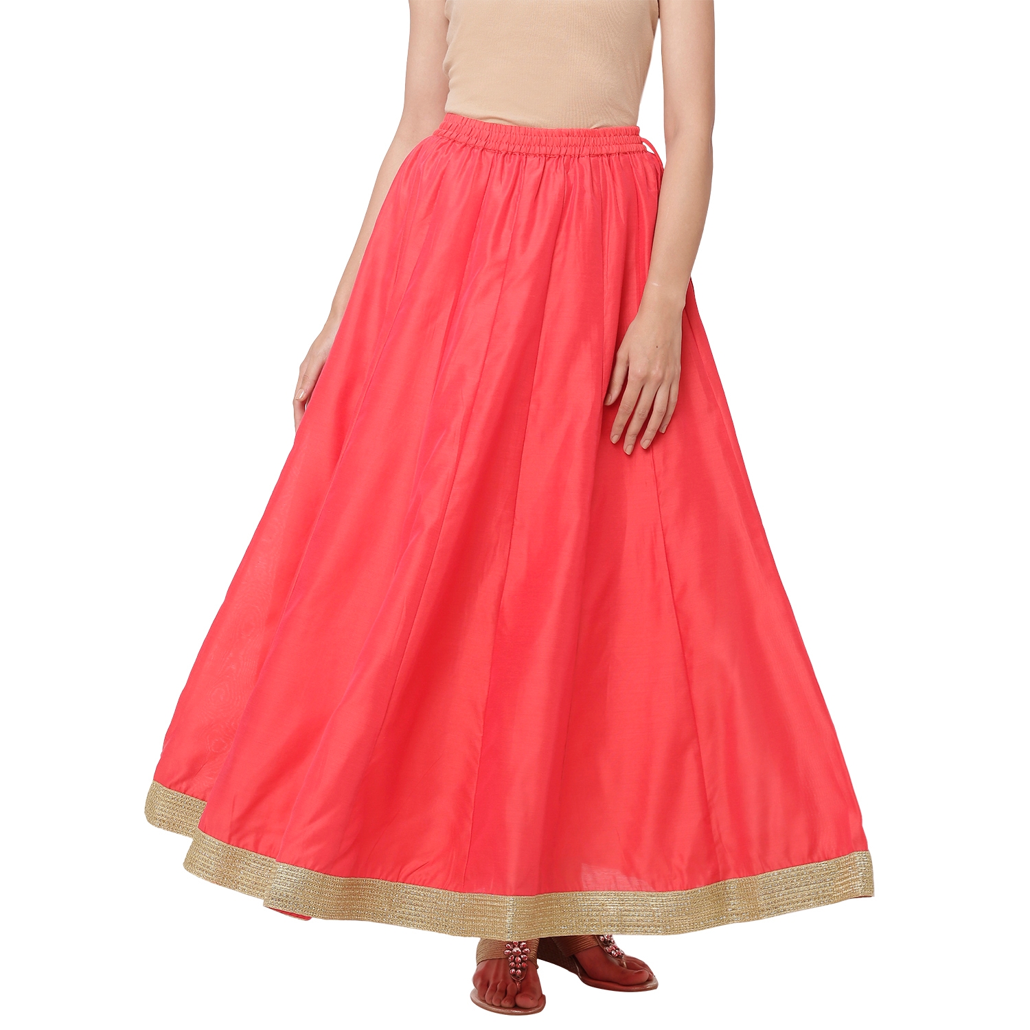 globus | Globus Pink Poly Brocade Solid Skirt