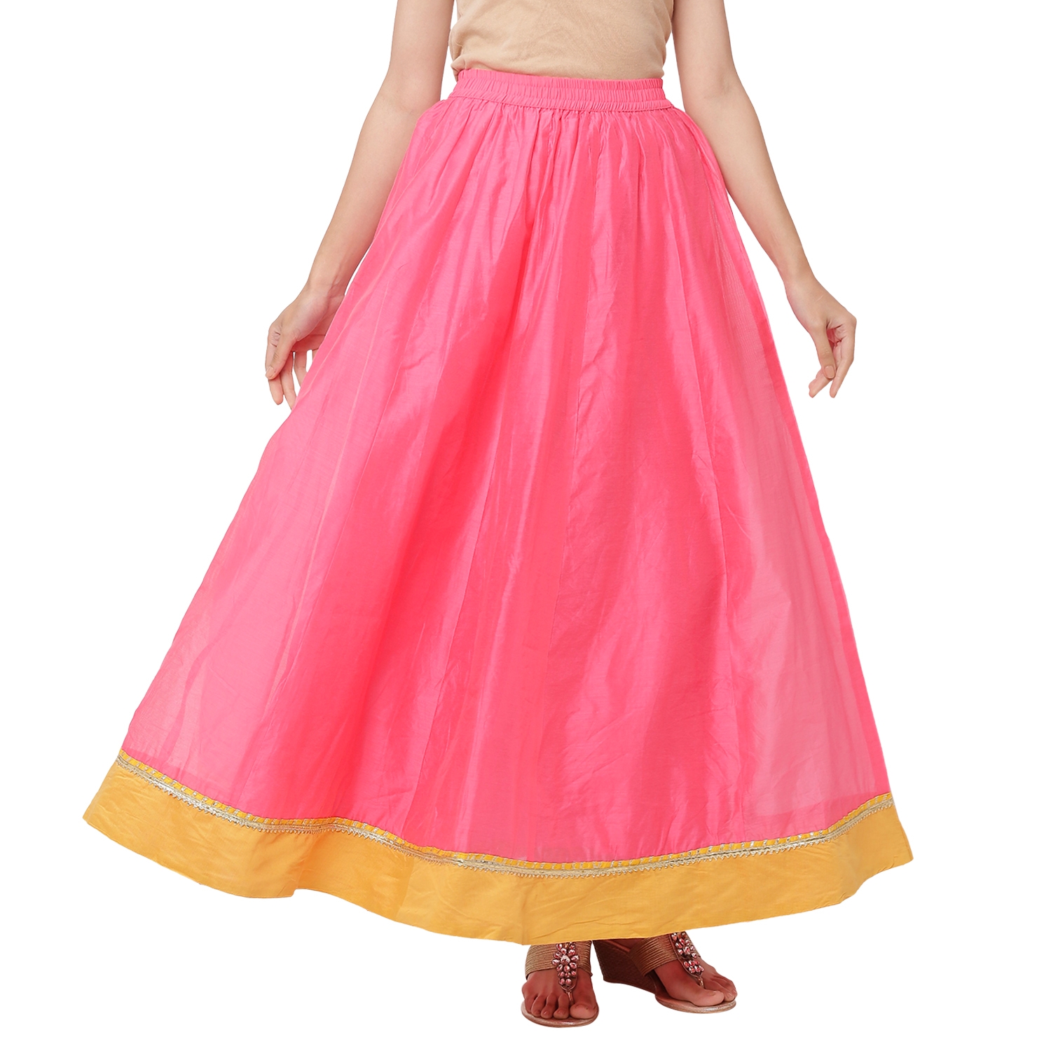 globus | Globus Pink Chanderi Solid Skirt