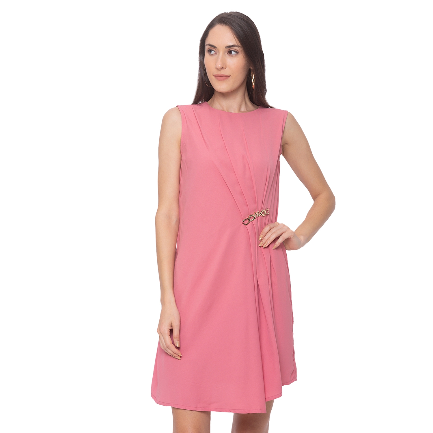 globus | Pink Solid Shift Dress