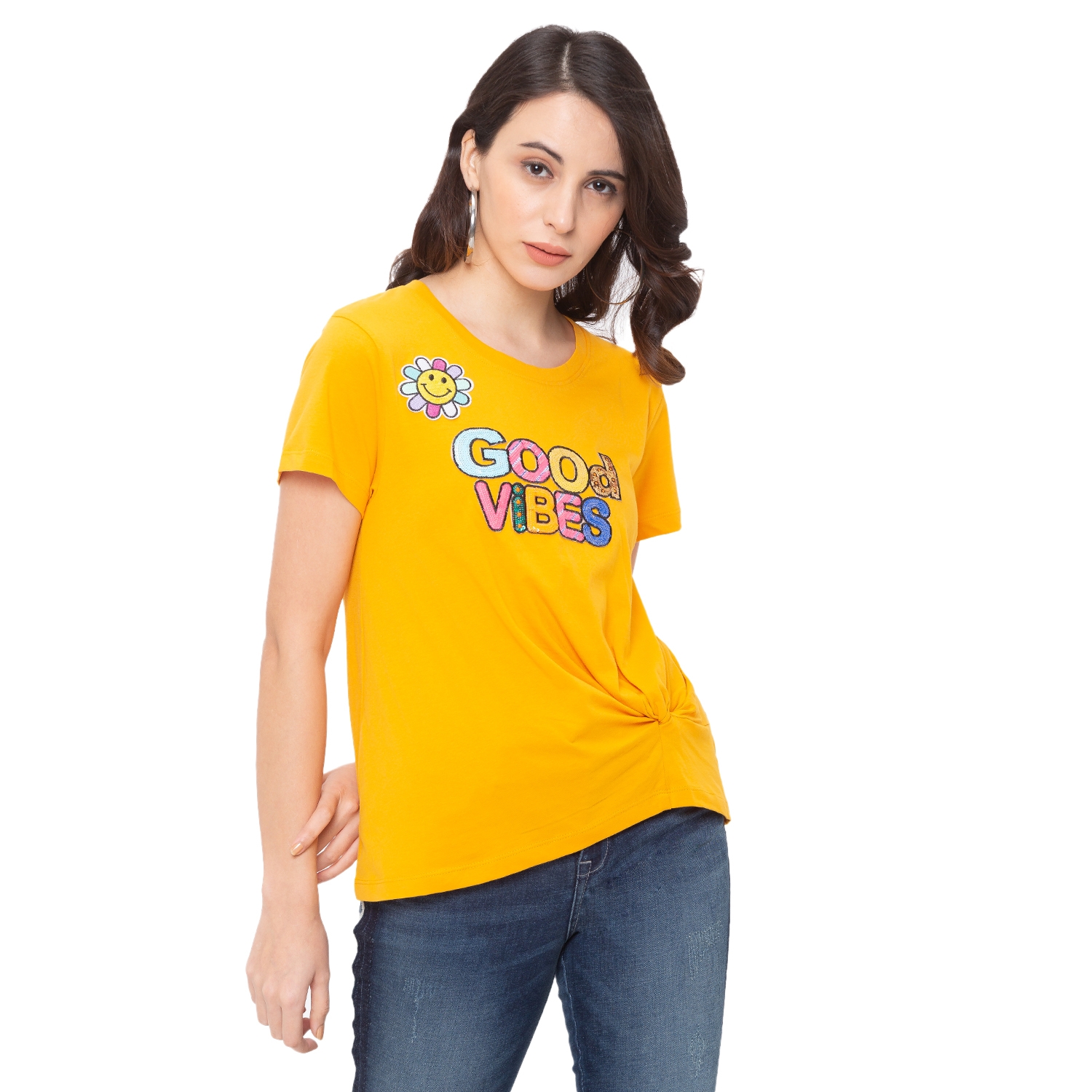 globus | Yellow Printed T-Shirt