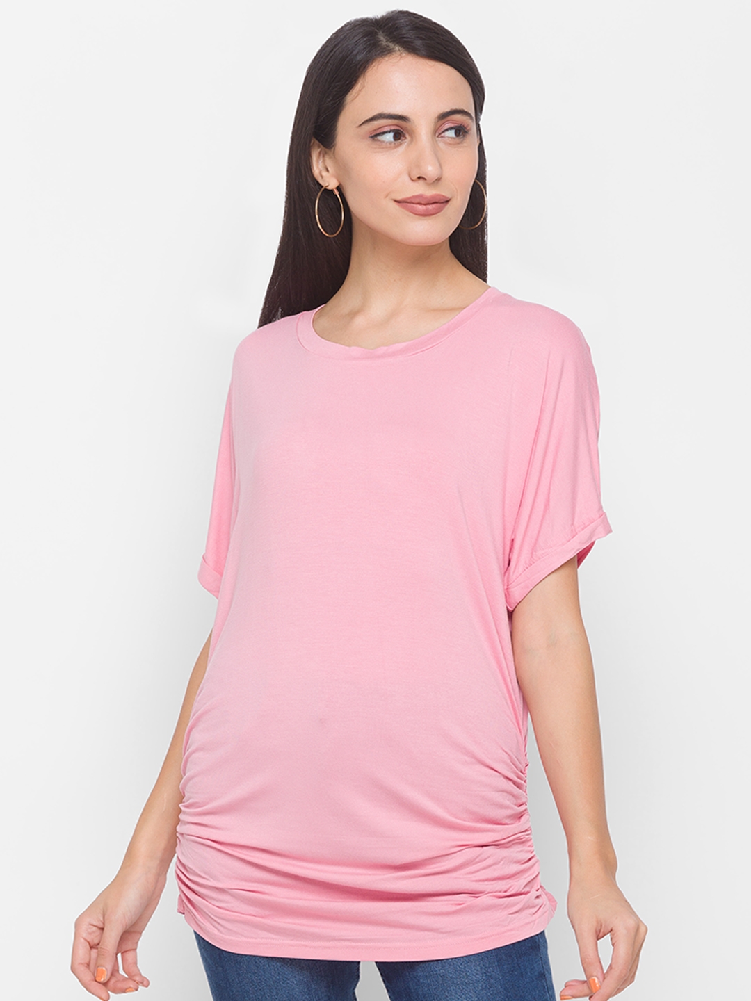 globus | Globus Solid Pink Round Neck T-Shirt