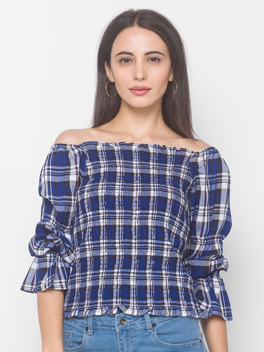 globus | Blue Checked Top