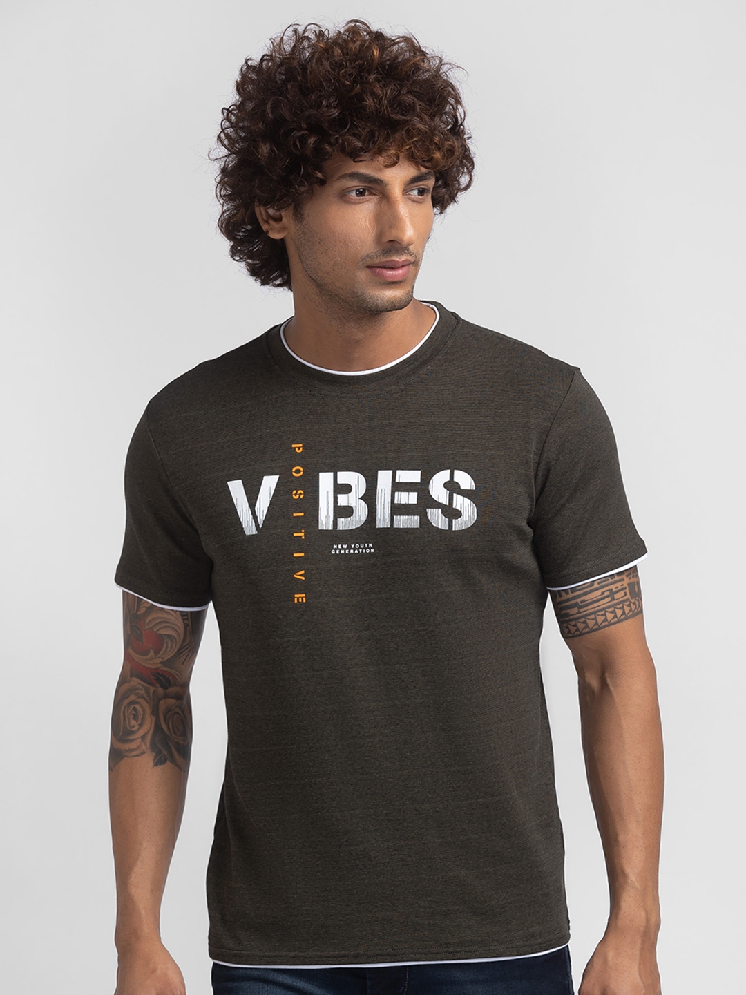 globus | Globus Olive Printed Tshirt