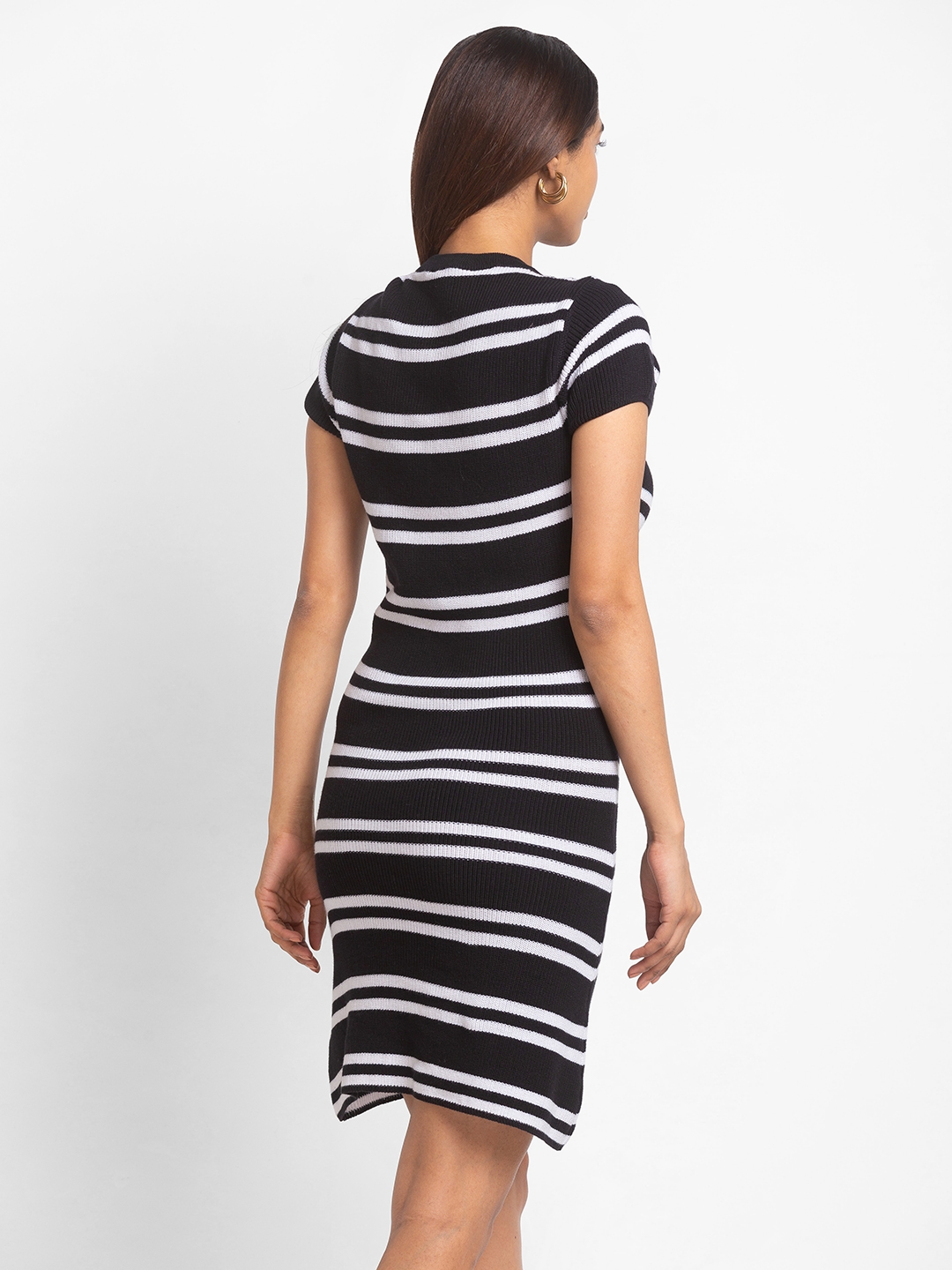 Globus Black Striped Bodycon Dress