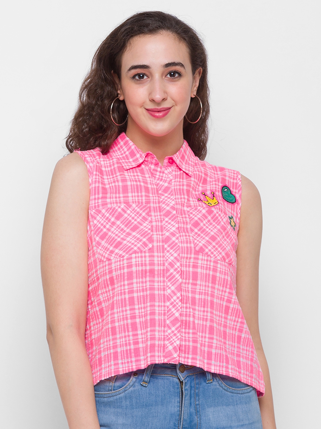 Globus Pink Checked Top