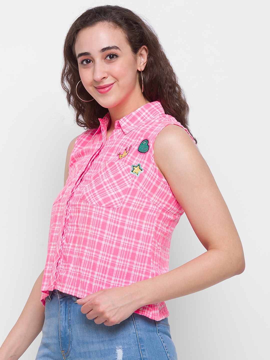 Globus Pink Checked Top