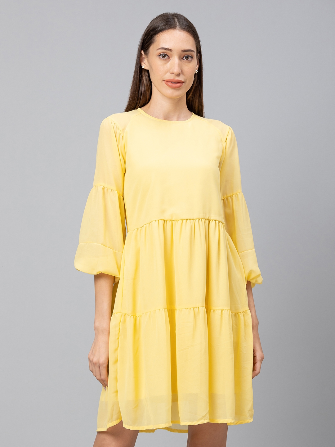 Globus Yellow Solid Dress