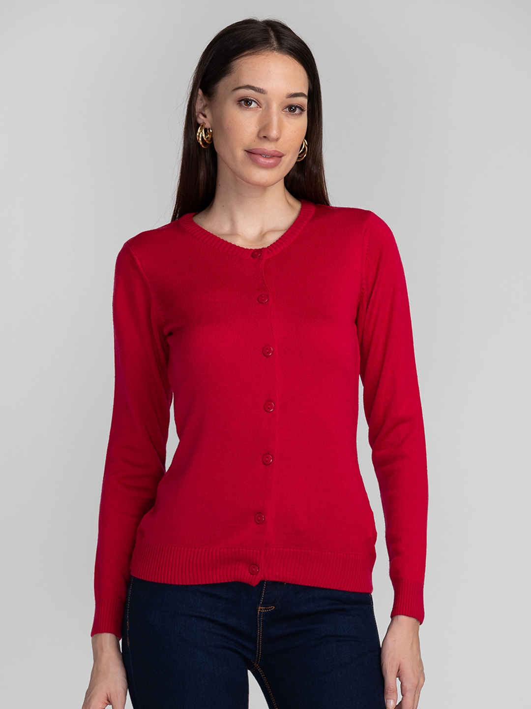 globus | Globus Fuchsia Solid Cardigan Sweater